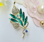 Emerald Green Leaf Brooch/Hijab pin