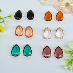 Peach Cinderella Teardrop Stud Earrings