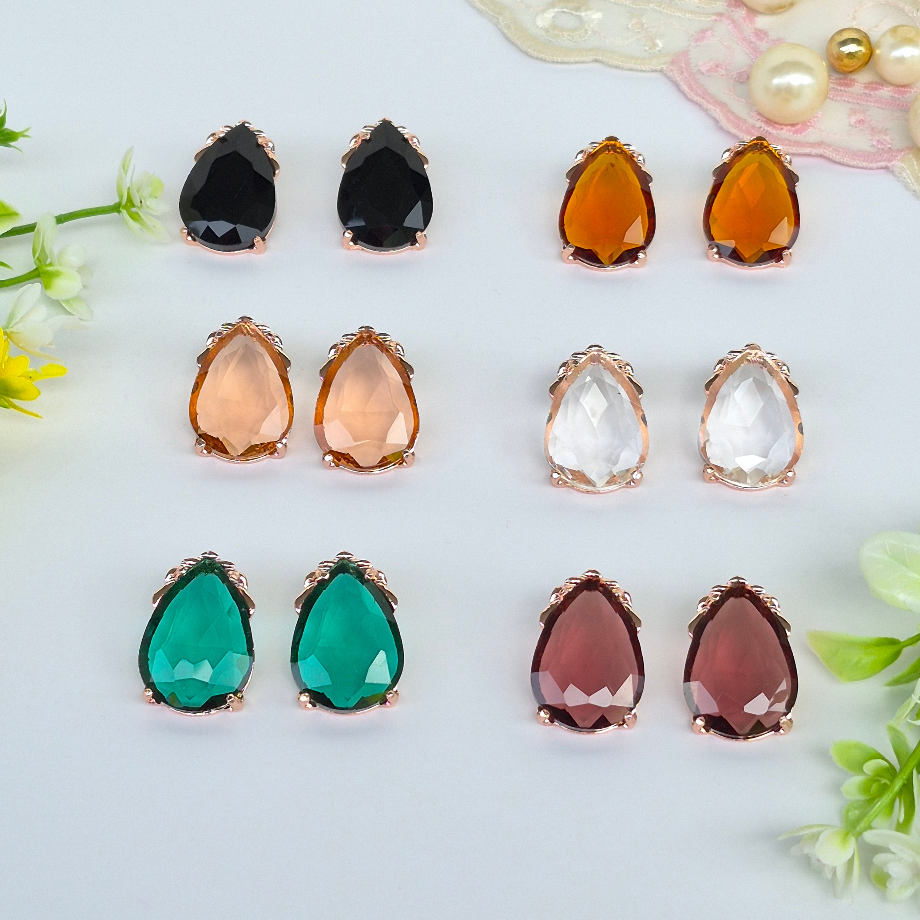 Peach Cinderella Teardrop Stud Earrings