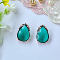Emerald Green Cinderella Teardrop Stud Earrings