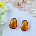 Taupe Honey Cinderella Teardrop Stud Earrings