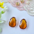 Taupe Honey Cinderella Teardrop Stud Earrings