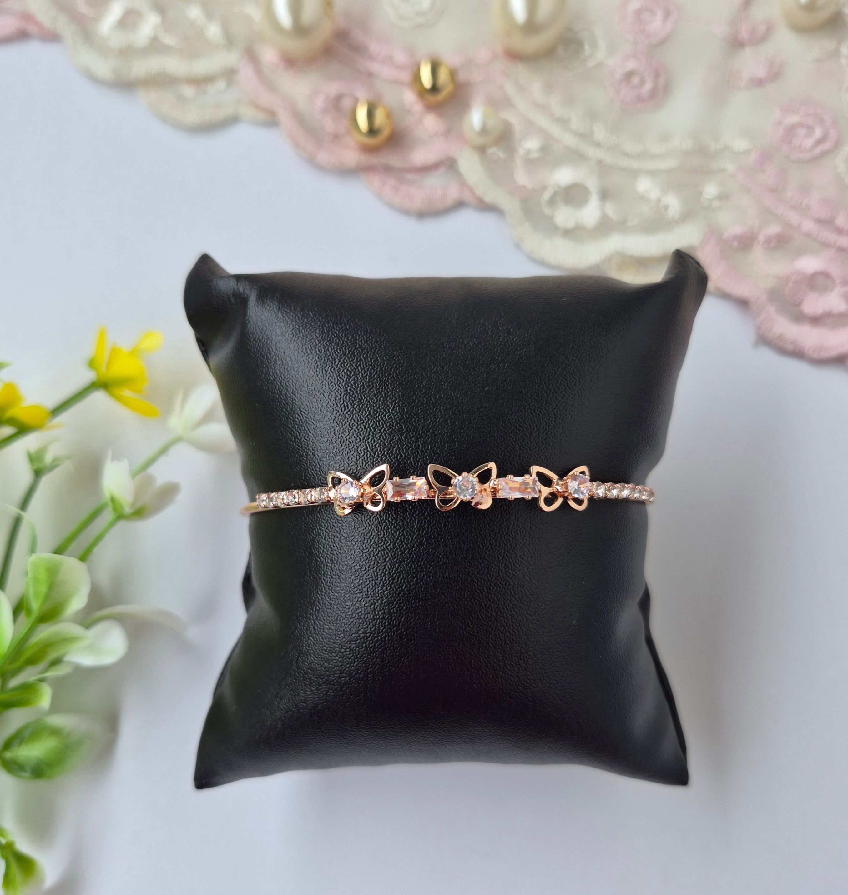 Rose Gold Butterfly Cuff Bangle Bracelet