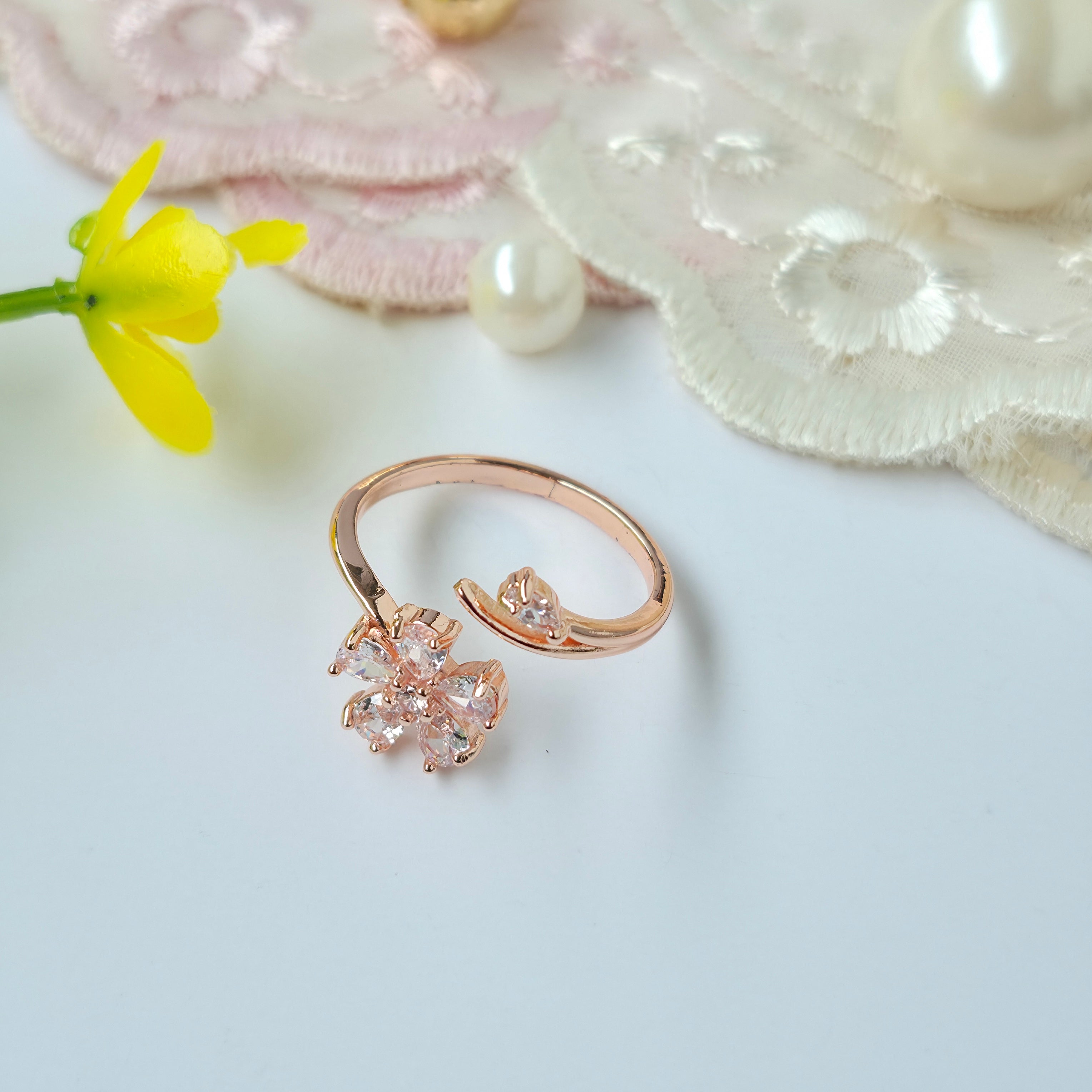 Diamond Ice Bloom Adjustable Rings