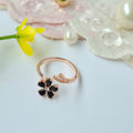 Midnight Black Bloom Adjustable rings