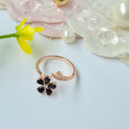 Midnight Black Bloom Adjustable rings