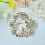 Crystal Pearl Floral Wreath Brooch/hijab pin