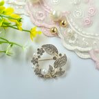 Crystal Pearl Floral Wreath Brooch/hijab pin