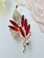 Ruby Red Leaf Brooch/Hijab pin