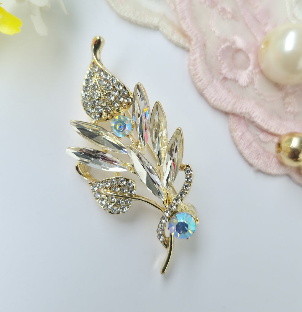 Silver shine Leaf Brooch/Hijab pin