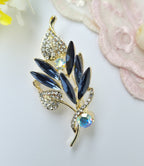 Navy Blue  Leaf Brooch/Hijab pin