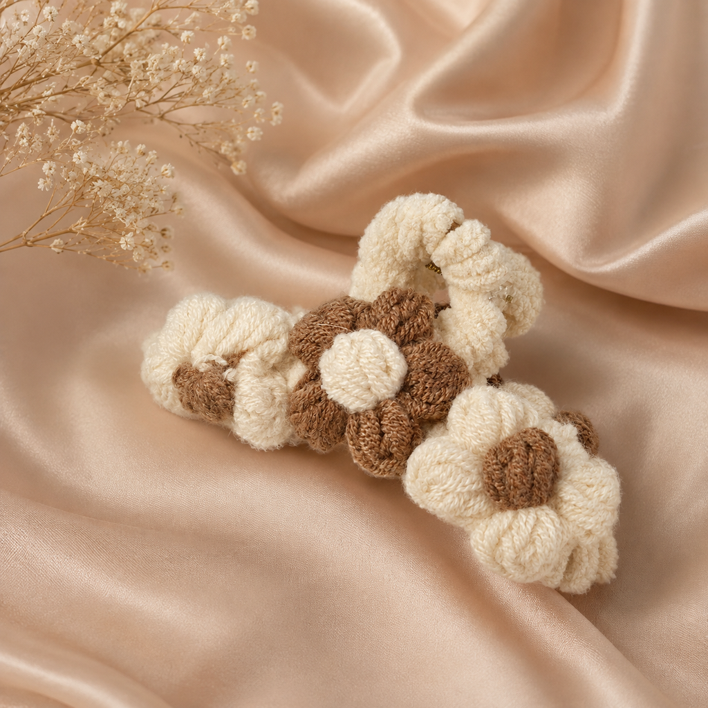 Cream Blossom Art Charm Claw Clip