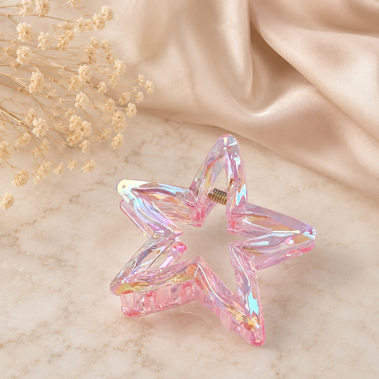 Blush Petal Sparkle Star Clip