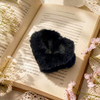Jet Black Furry Heart Claw Clip