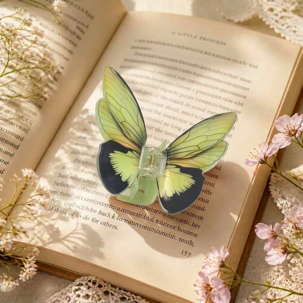 Green Popup Butterfly Claw Clip