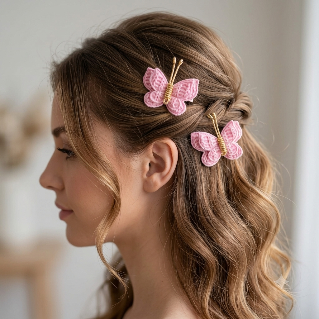 Candy Pink Flutter Butterfly Clips