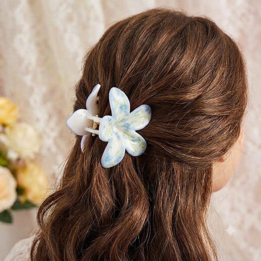 Sky Blue Sweet Charm Plumeria Claw Clip
