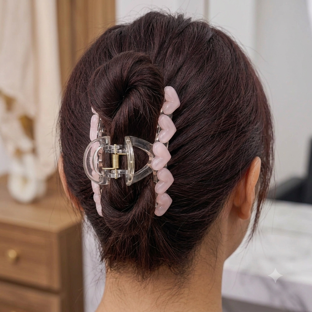 Blush Pink Aesthetic Heart Claw Clip