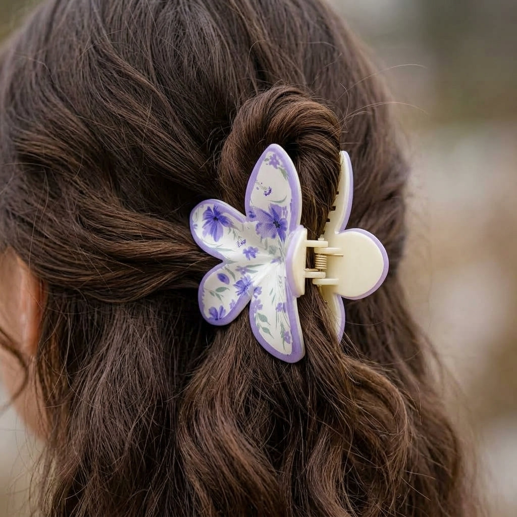 Purple Sweet Charm Plumeria Claw Clip
