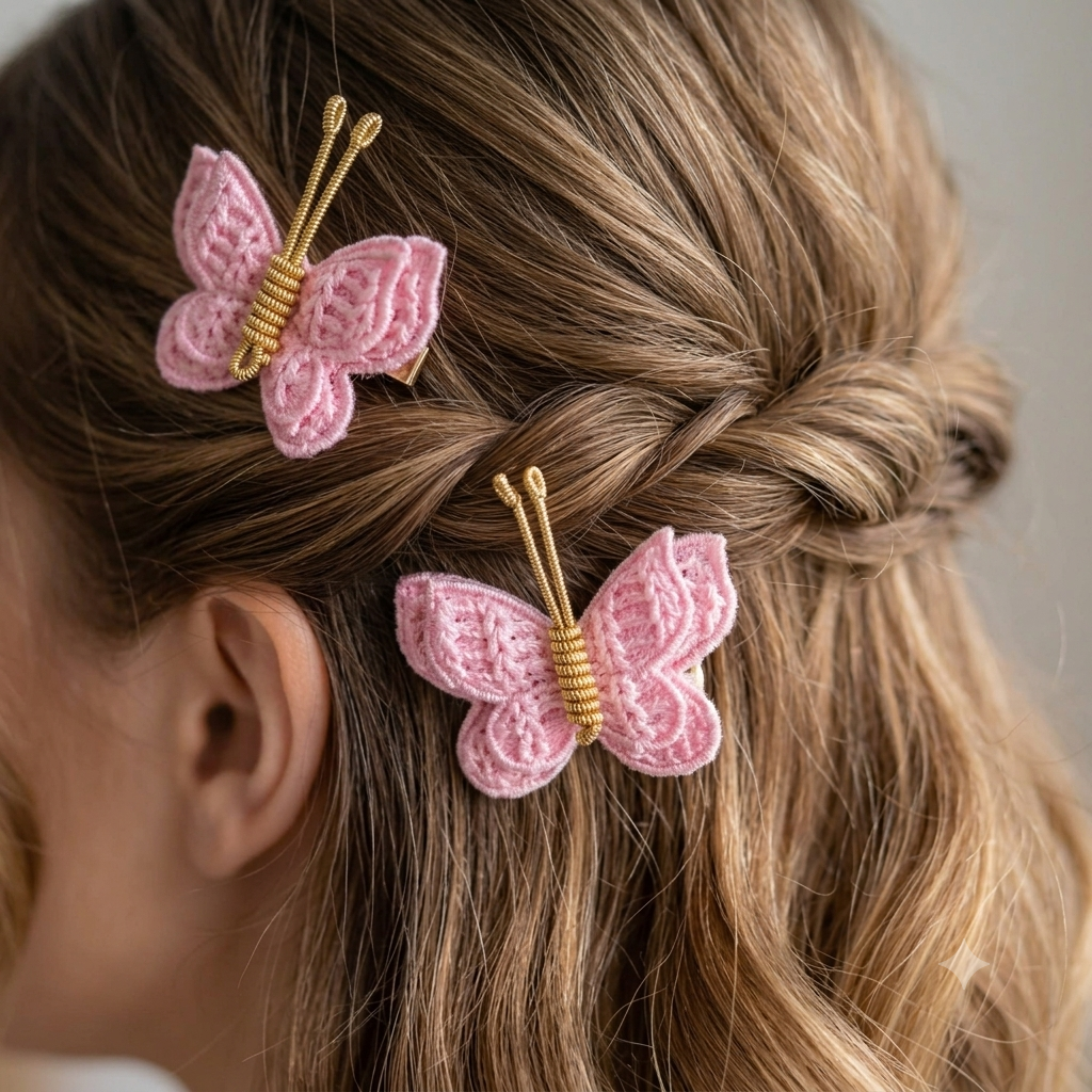 Candy Pink Flutter Butterfly Clips