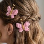 Candy Pink Flutter Butterfly Clips