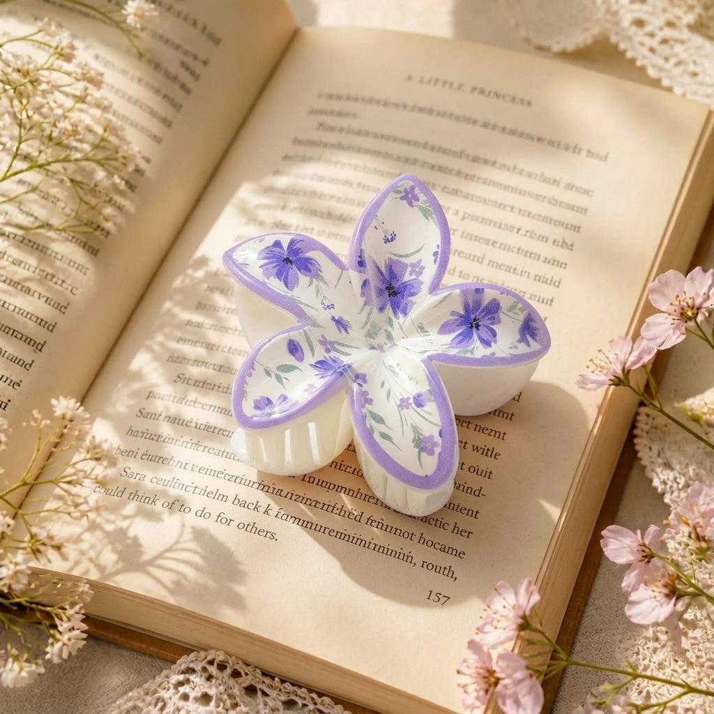 Purple Sweet Charm Plumeria Claw Clip