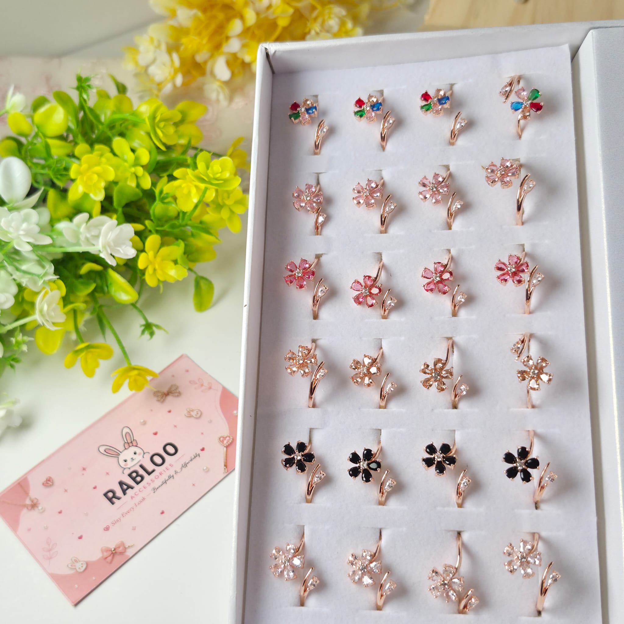 Diamond Ice Bloom Adjustable Rings