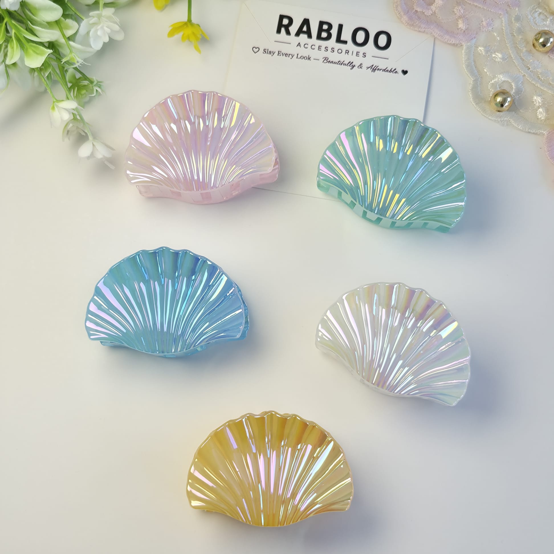 Golden Sand Mermaid shell claw clips