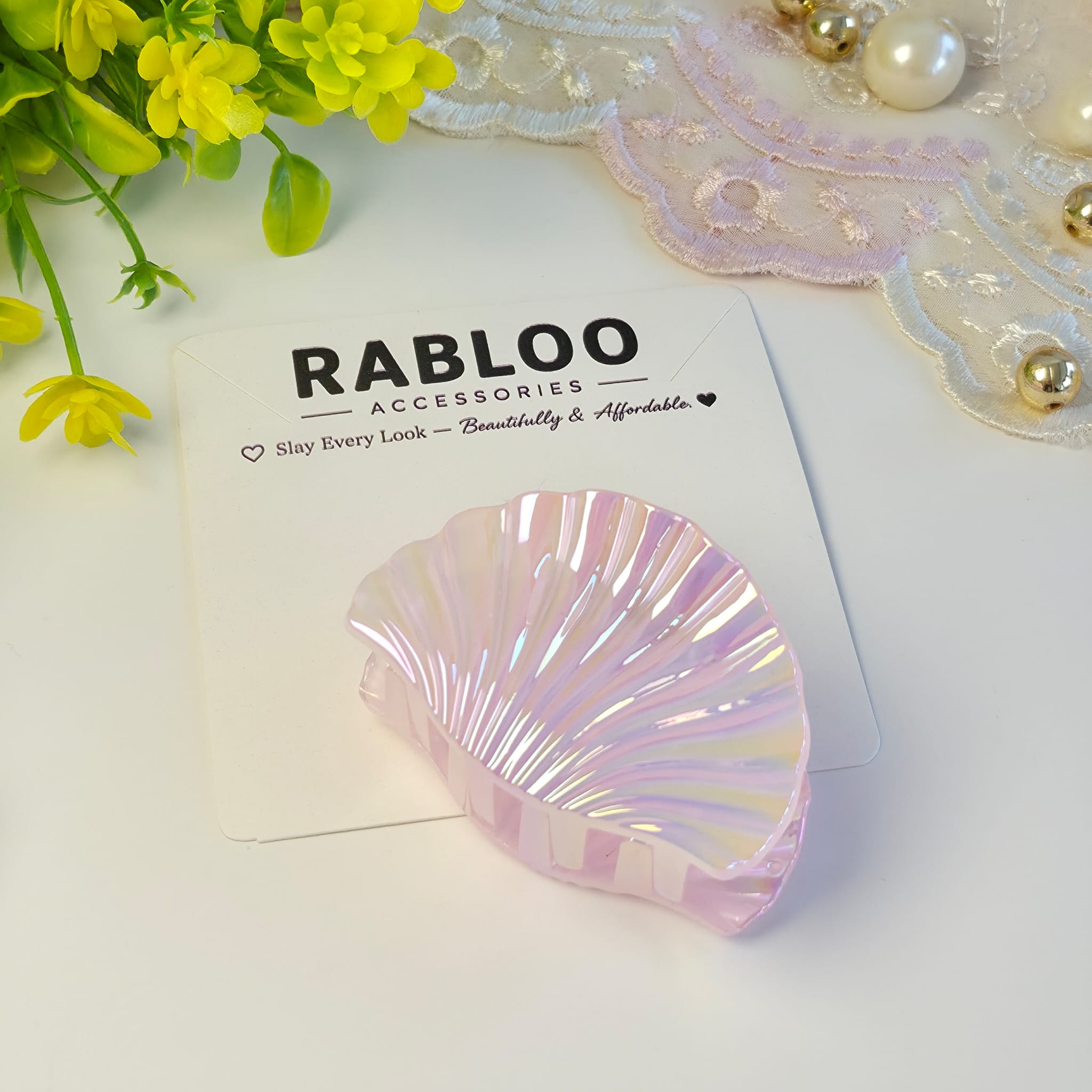 Iris Pink Mermaid shell claw clips