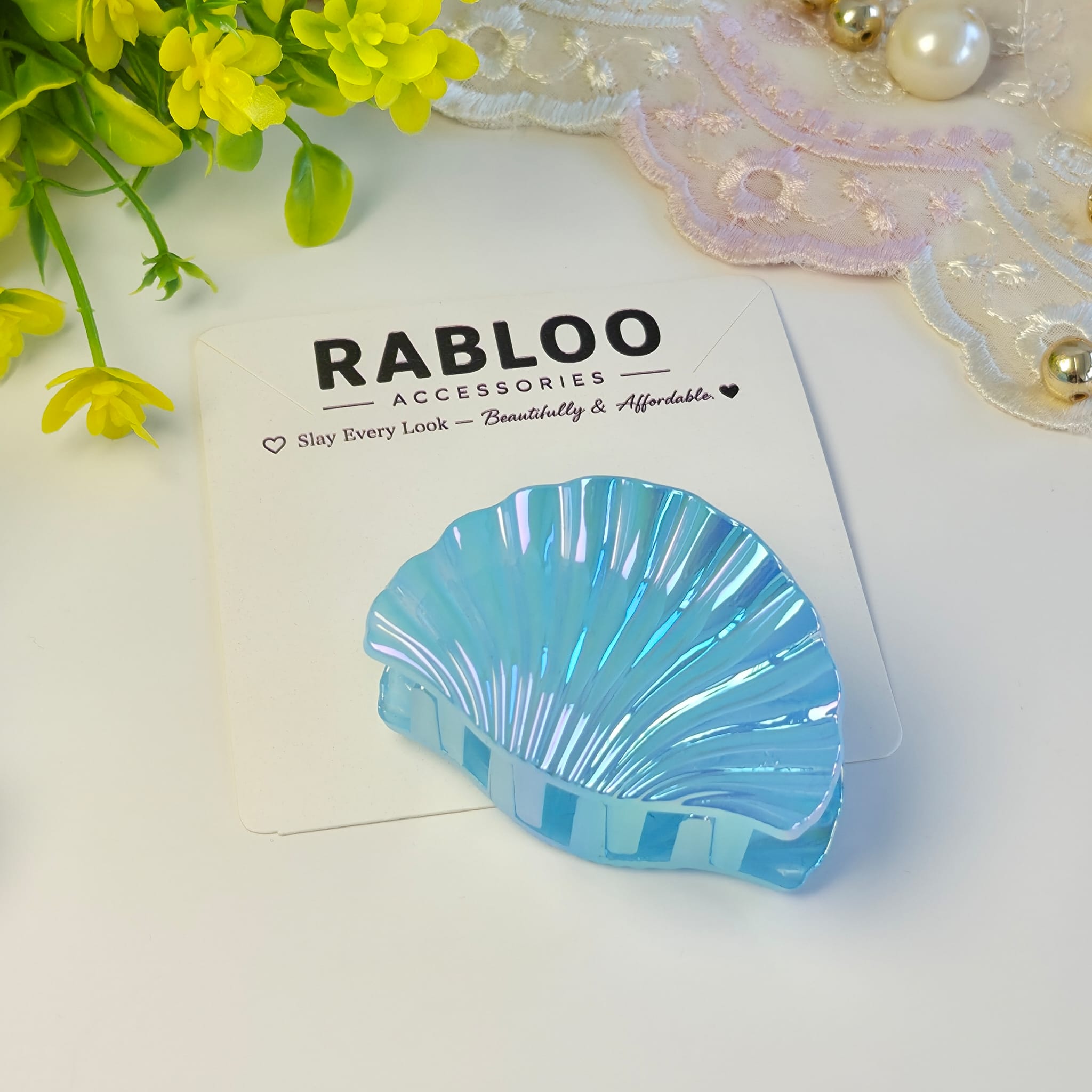 Ocean Blue Mermaid shell claw clips