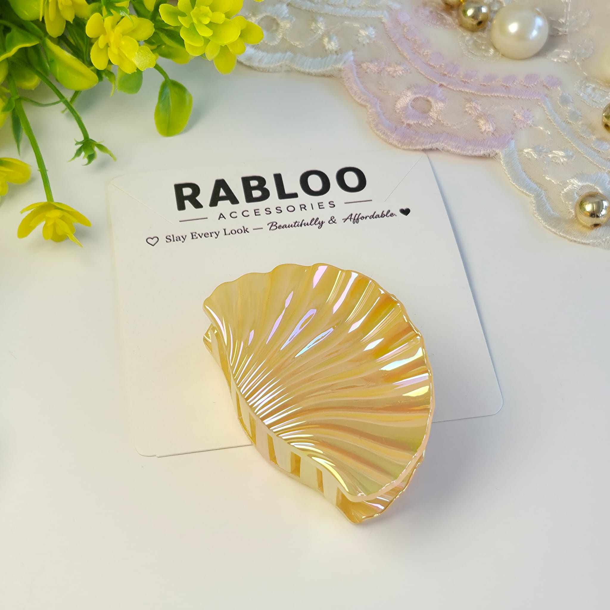 Golden Sand Mermaid shell claw clips