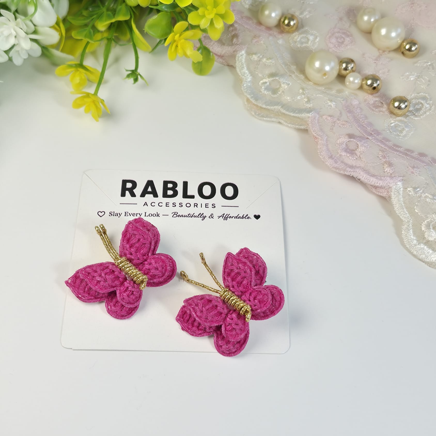 Raspberry Flutter Butterfly Clips
