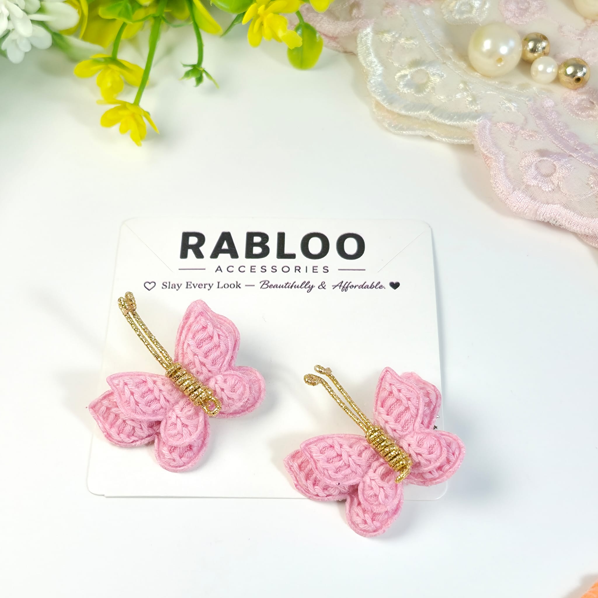 Candy Pink Flutter Butterfly Clips