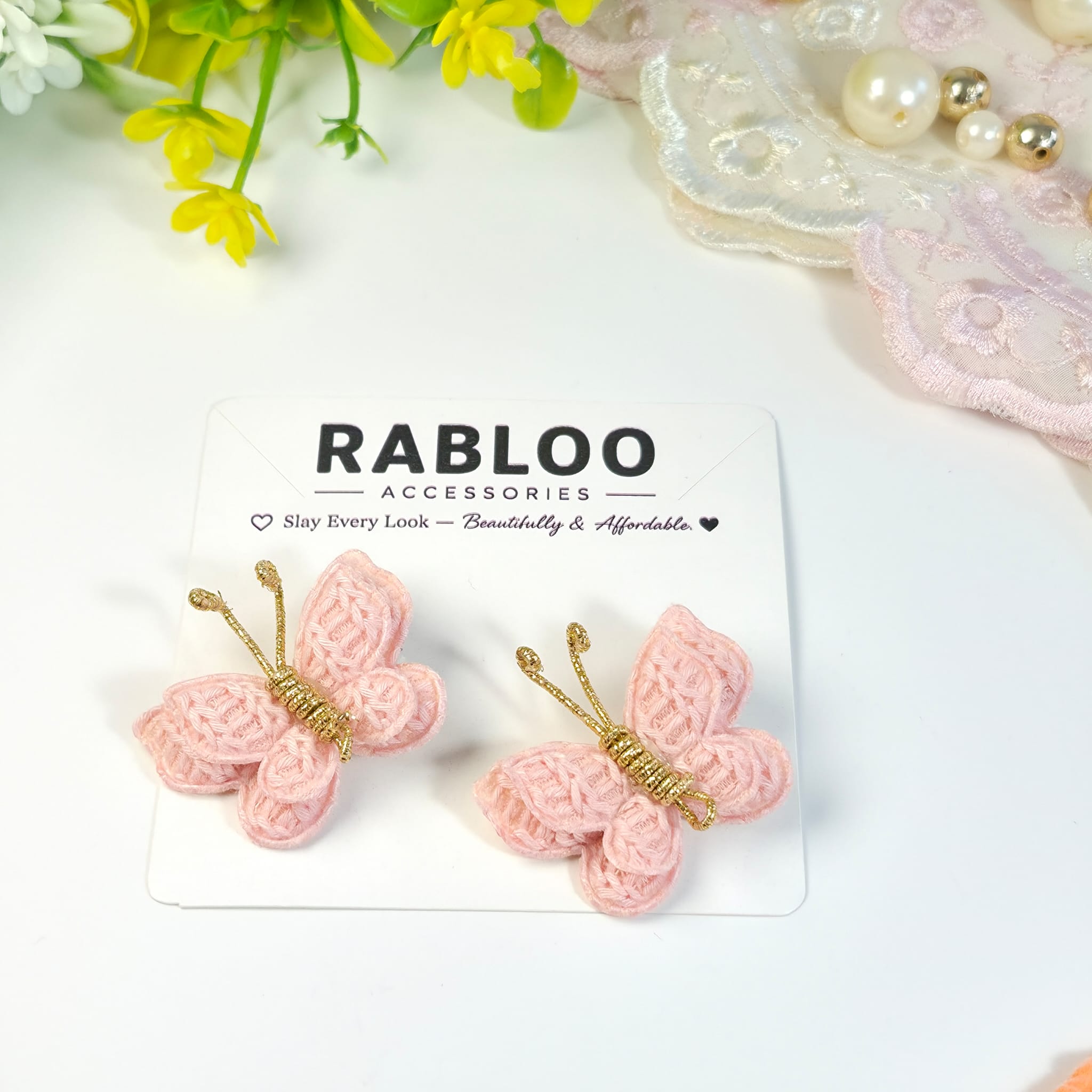 Peach Flutter Butterfly Clips