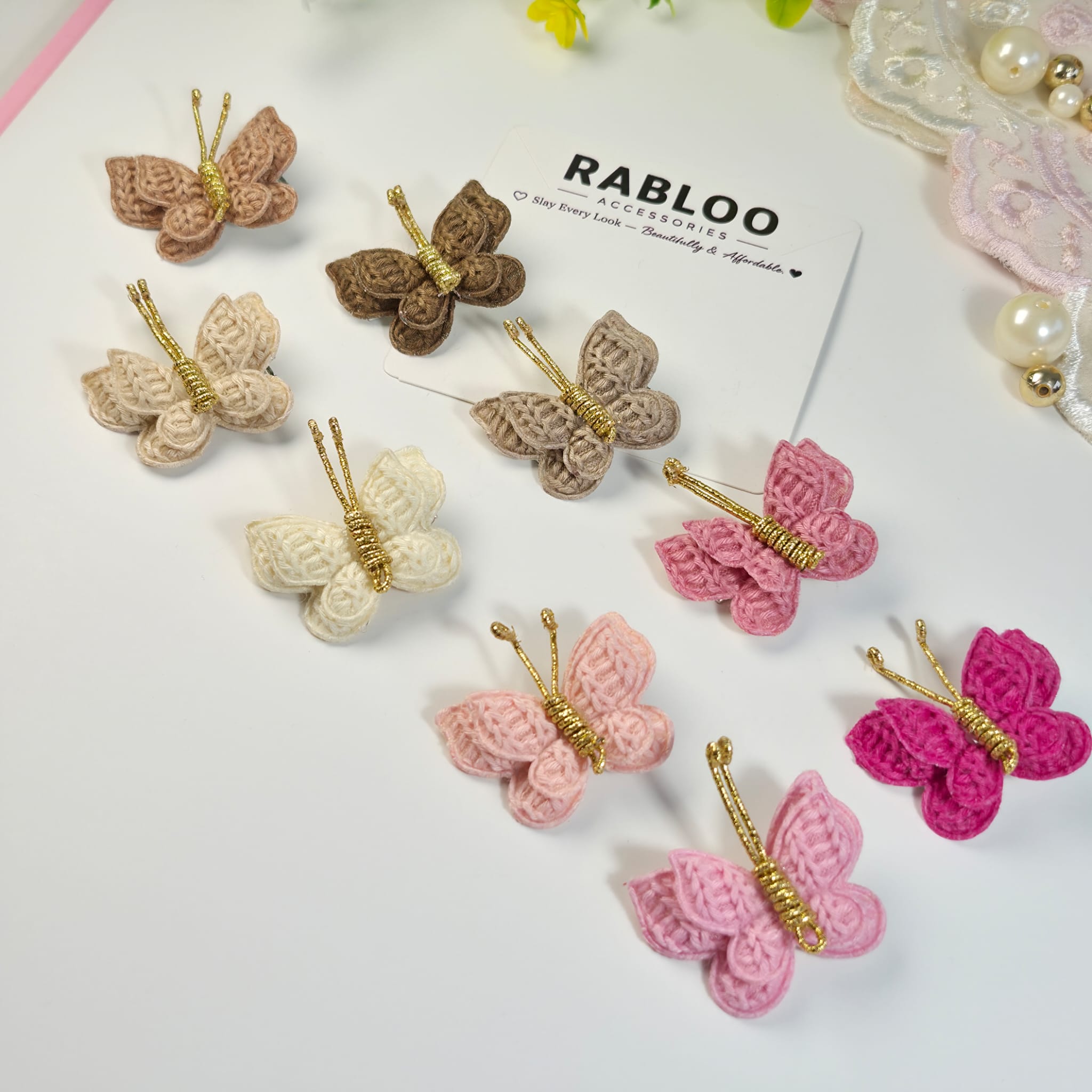 Peach Flutter Butterfly Clips
