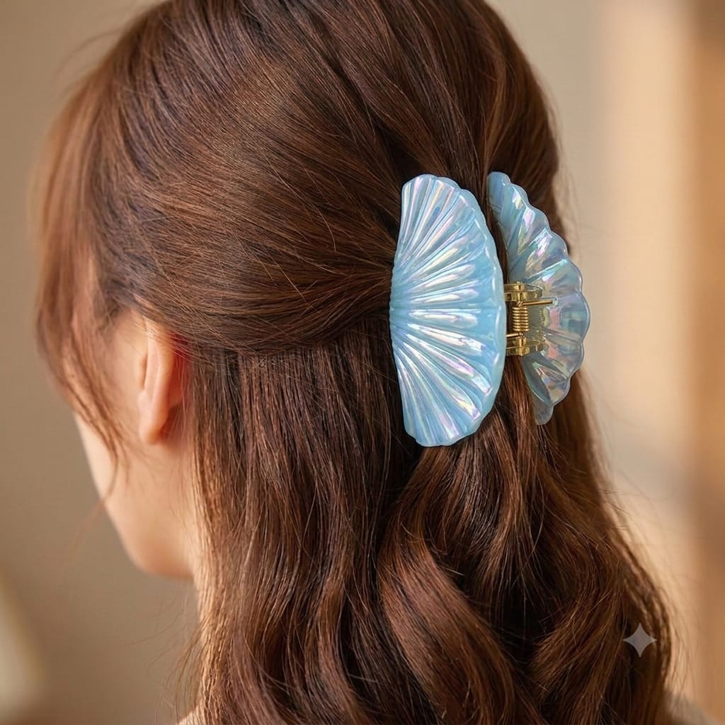 Ocean Blue Mermaid shell claw clips
