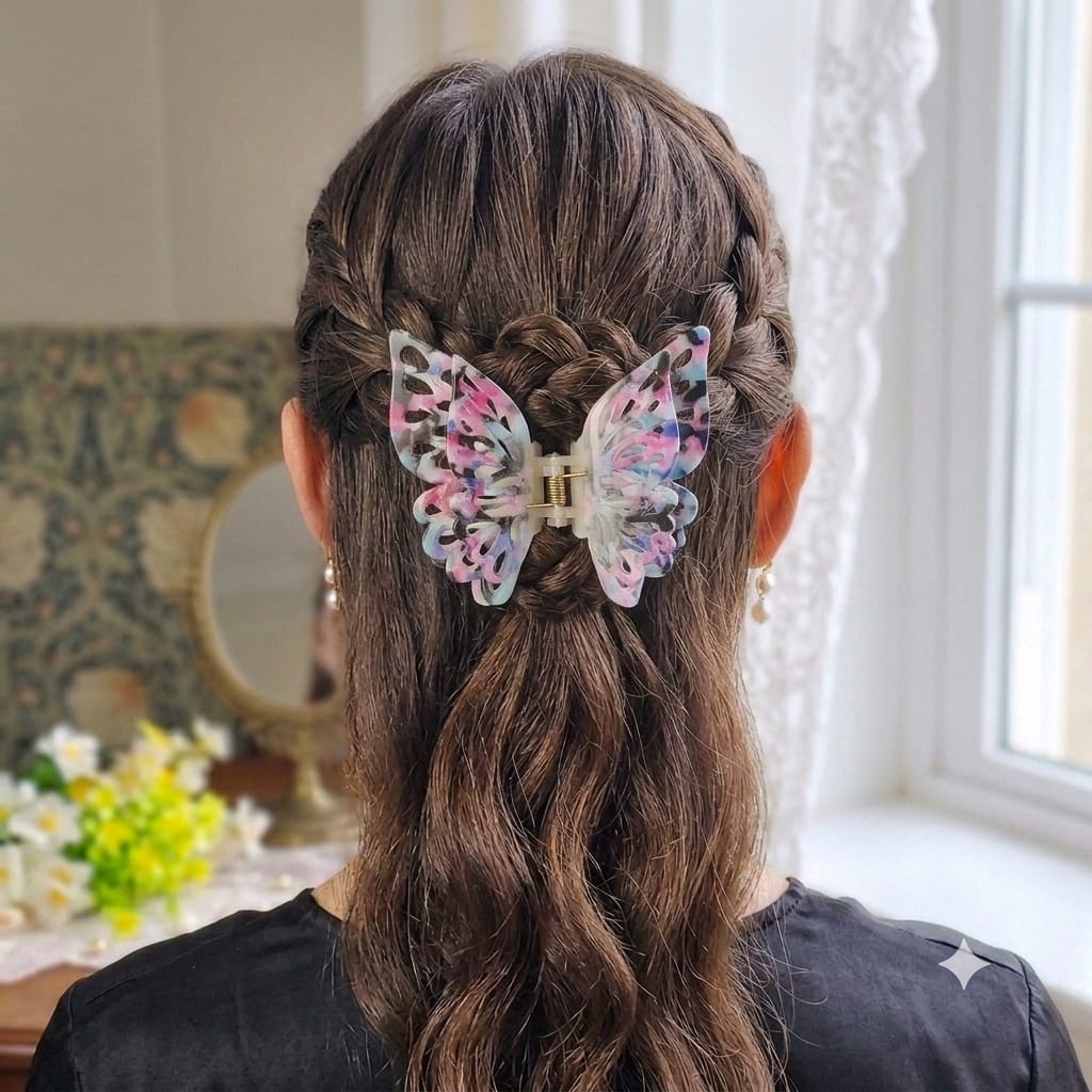 3D Butterfly Black Pink Version Hair Claw Clip