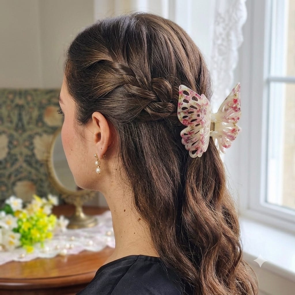 3D Butterfly Pink Hair Claw Clip