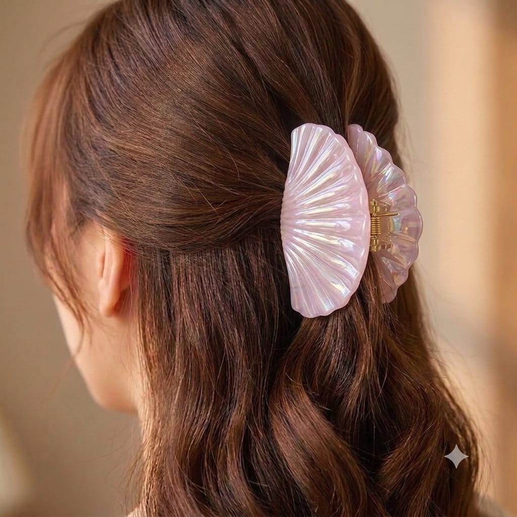 Iris Pink Mermaid shell claw clips