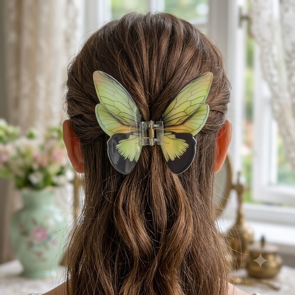 Green Popup Butterfly Claw Clip