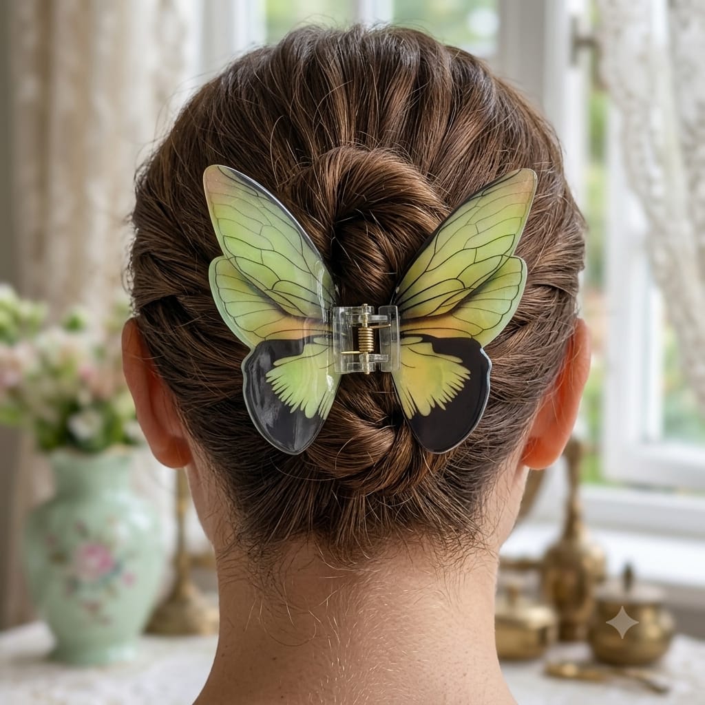 Green Popup Butterfly Claw Clip