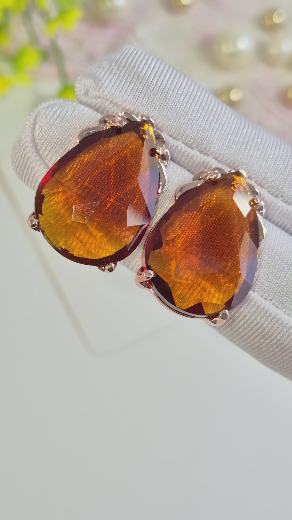 Taupe Honey Cinderella Teardrop Stud Earrings