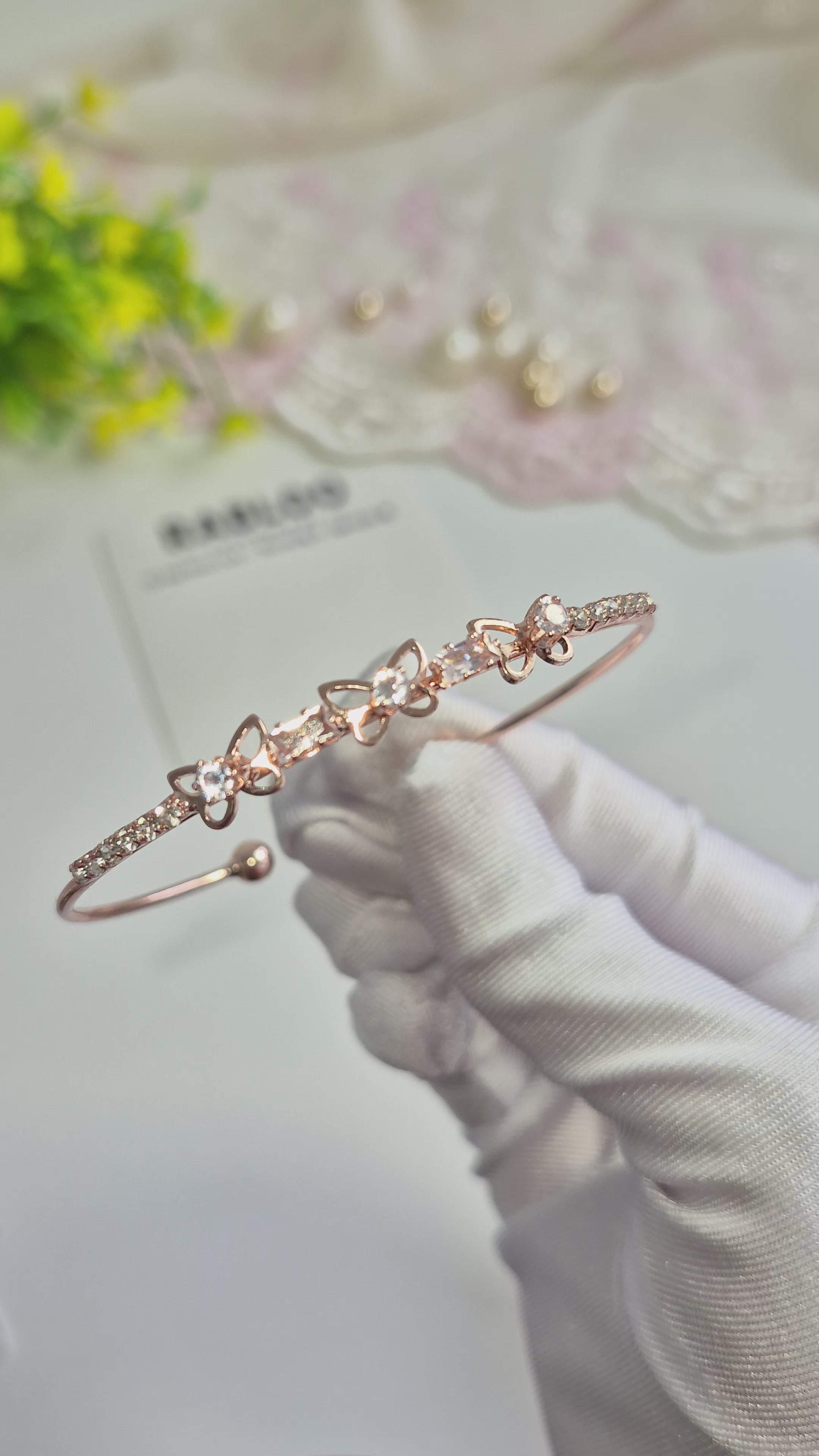 Rose Gold Butterfly Cuff Bangle Bracelet