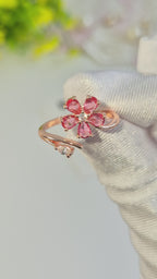 Fuchsia Glow Bloom Adjustable Rings