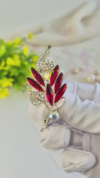 Ruby Red Leaf Brooch/Hijab pin
