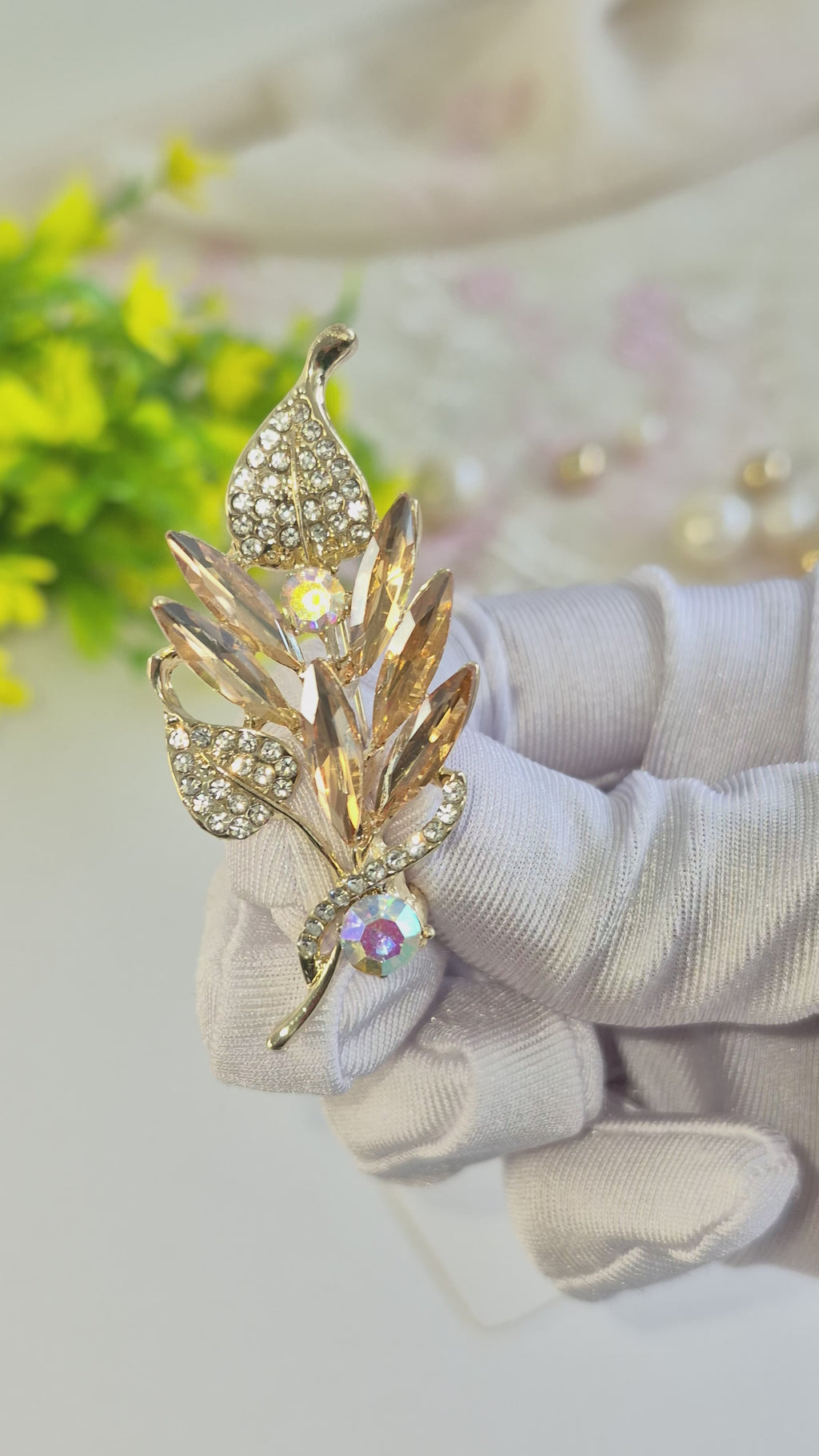 champagne gold  Leaf Brooch/Hijab pin