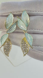 Pastel mint green  leaf earrings