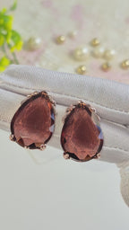 Burgundy Wine Cinderella Teardrop Stud Earrings