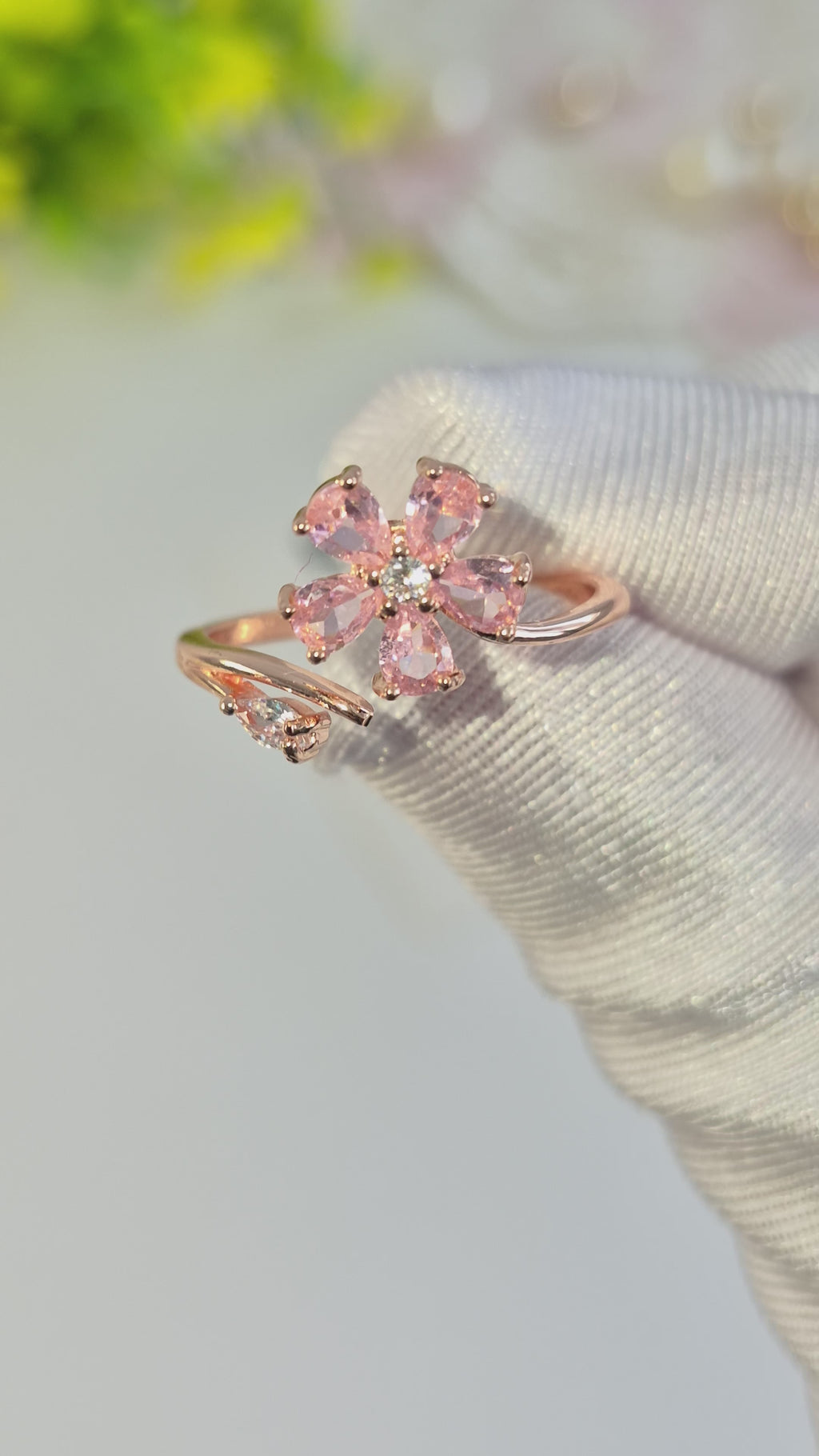 Soft Blush Bloom Adjustable Rings