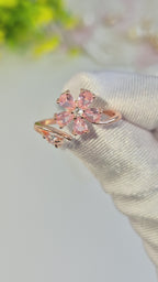 Soft Blush Bloom Adjustable Rings